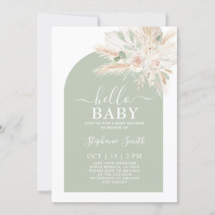 Sage Green Tropical Baby shower Invitation Kaart