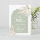 Sage Green Tropical Baby shower Invitation Kaart (Staand voorkant)