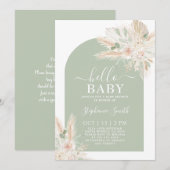 Sage Green Tropical Baby shower Invitation Kaart (Voorkant / Achterkant)