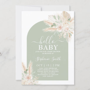 Sage Green Tropical Baby shower Invitation Kaart