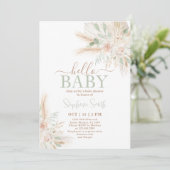 Sage green Tropical Desert Baby shower Invitation Kaart (Staand voorkant)