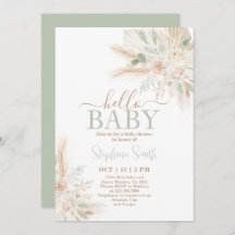 Sage green Tropical Desert Baby shower Invitation