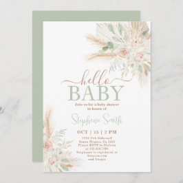 Sage green Tropical Desert Baby shower Invitation Kaart