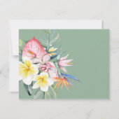 Sage Green Tropical Floral Hawaii QR Code Wedding RSVP Kaartje (Achterkant)
