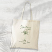 Sage Green Tropische Palm Tree Bruiloft Welkom Tote Bag