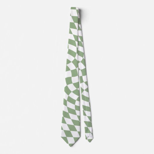 Sage Green Trouwcollectie Geruit Stropdas (Voorkant)