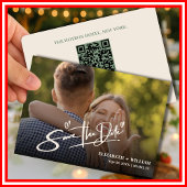 Sage Green Trouwfoto QR Code Elegant Save The Date