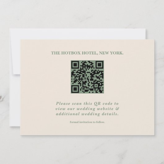 Sage Green Trouwfoto QR Code Elegant Save The Date (Achterkant)