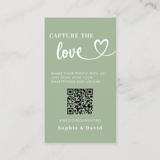 Sage Green trouwfoto's leggen de liefde QR-code va Informatiekaartje (Voorkant)