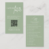 Sage Green trouwfoto's leggen de liefde QR-code va Informatiekaartje (Voorkant / Achterkant)