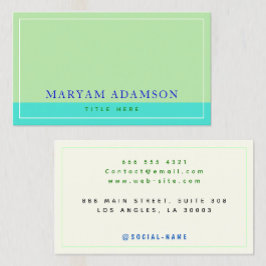 (Sage Green, Turquoise, Ivoor) Elegant Border Contactkaartje