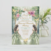 Sage Green Twin Royal Princess Forest Quinceañera Kaart (Staand voorkant)