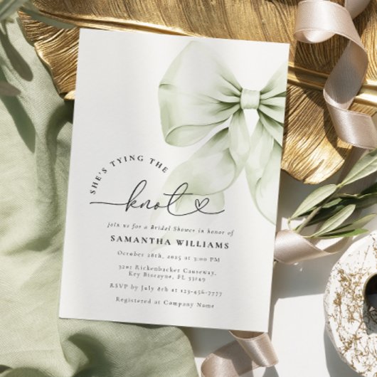 Sage Green Tying the Knot Vrijgezellenfeest Kaart