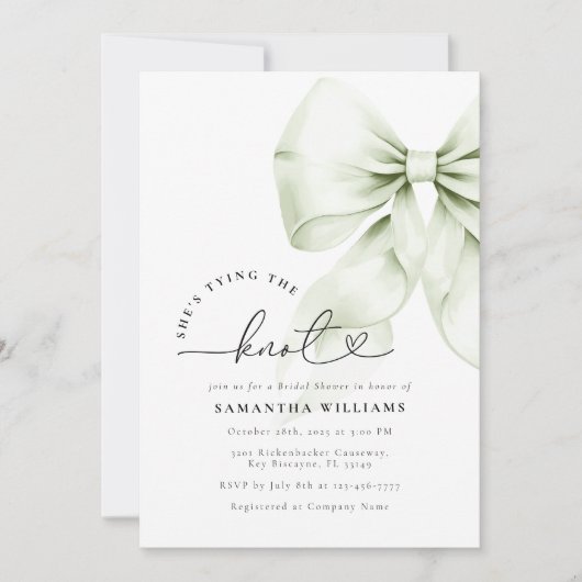 Sage Green Tying the Knot Vrijgezellenfeest Kaart (Voorkant)