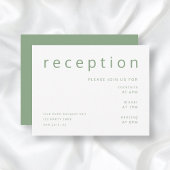 Sage Green Typografie Elegant Wedding Reception Informatiekaartje