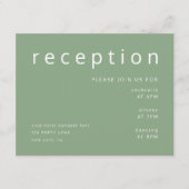 Sage Green Typografie Elegant Wedding Reception Informatiekaartje (Voorkant)