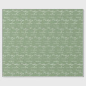 Sage Green Typography Gepersonaliseerde bruiloft Cadeaupapier (Vlak)