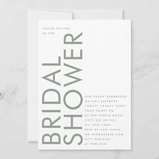 Sage Green Ultra Modern Custom Name Vrijgezellenfe Kaart (Voorkant)