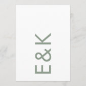 Sage Green Ultra Modern Monogram Weddenschap Kaart (Achterkant)