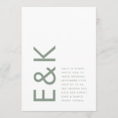 Sage Green Ultra Modern Monogram Weddenschap Kaart (Voorkant)