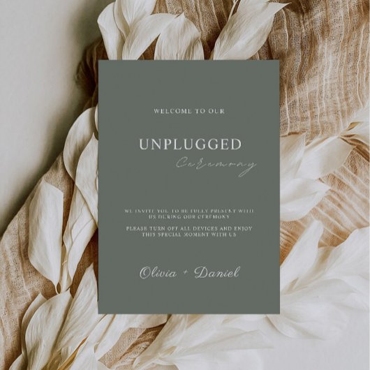 Sage Green Unplugged Ceremony Wedding Sign, Kaart