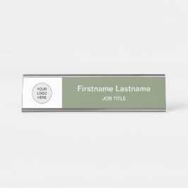 Sage Green Uw Logo Modern Bureaunaam Bord Bureau Naambordje