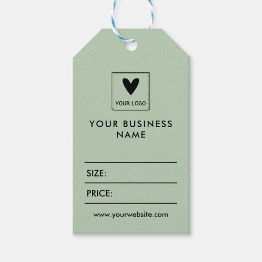 Sage Green Uw Logo Social Media Prijs Cadeaulabel (Voorkant)