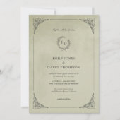 Sage Green Velvet Laurel Wreath Minimalist Wedding Kaart (Voorkant)