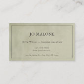 Sage Green Velvet Textuur Elegant Bedrijf Visitekaartje (Achterkant)