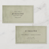 Sage Green Velvet Textuur Elegant Bedrijf Visitekaartje (Voorkant / Achterkant)