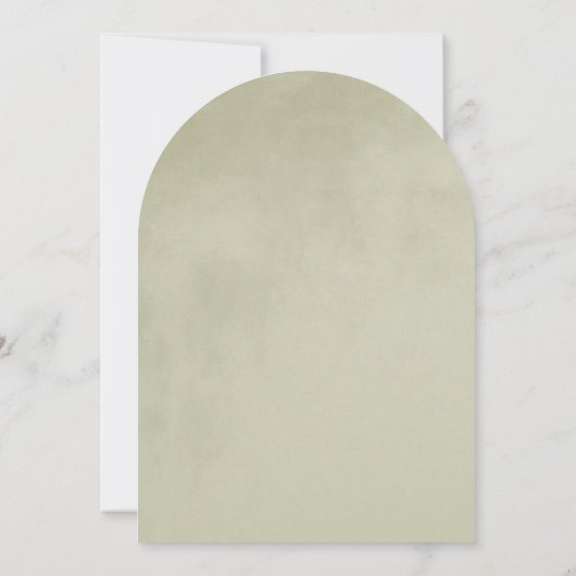 Sage Green Velvet Textuur Minimalistische Boog Wed Kaart (Achterkant)