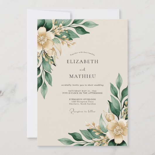 Sage Green Verdant Nature Wedding Kaart (Voorkant)
