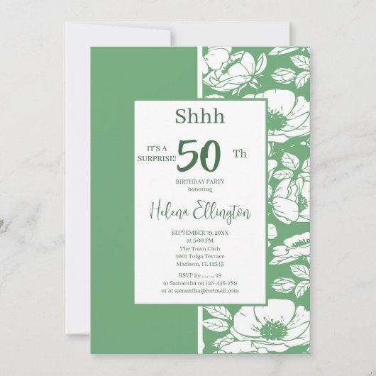 Sage Green verjaardagsuitnodiging Kaart (Voorkant)