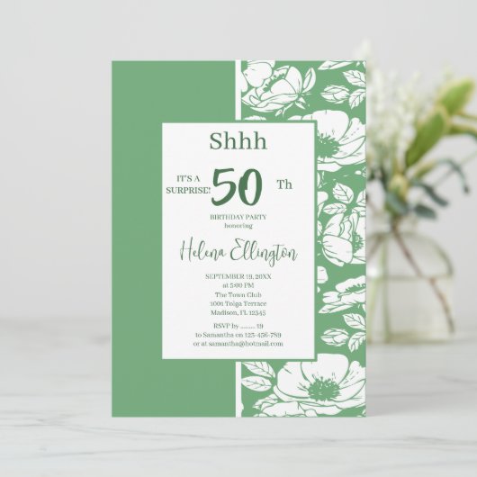 Sage Green verjaardagsuitnodiging Kaart (Staand voorkant)