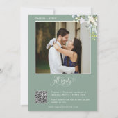 Sage Green verlaat verlovingsfeest QR Code Foto Kaart (Achterkant)
