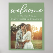 Sage Green Verloving Foto bruiloft Welkom Poster (Voorkant)