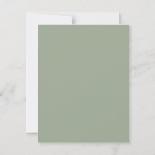Sage Green Vertical Photo Minimalist Weddenschap Save The Date (Achterkant)