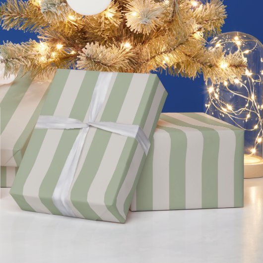 Sage Green Vertical Stripe Pattern Cadeaupapier (Feestdagen)