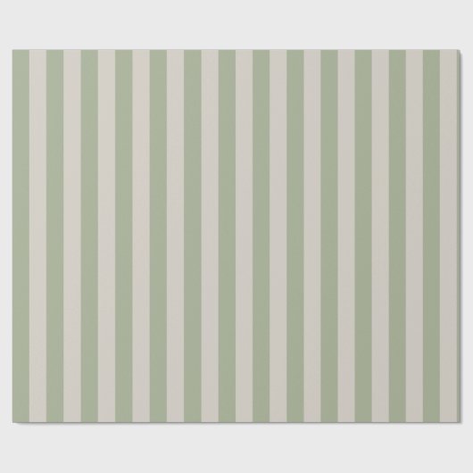 Sage Green Vertical Stripe Pattern Cadeaupapier (Vlak)