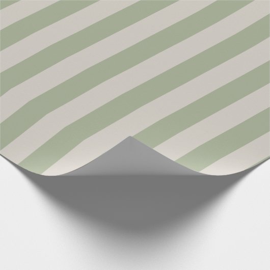 Sage Green Vertical Stripe Pattern Cadeaupapier (Hoek)