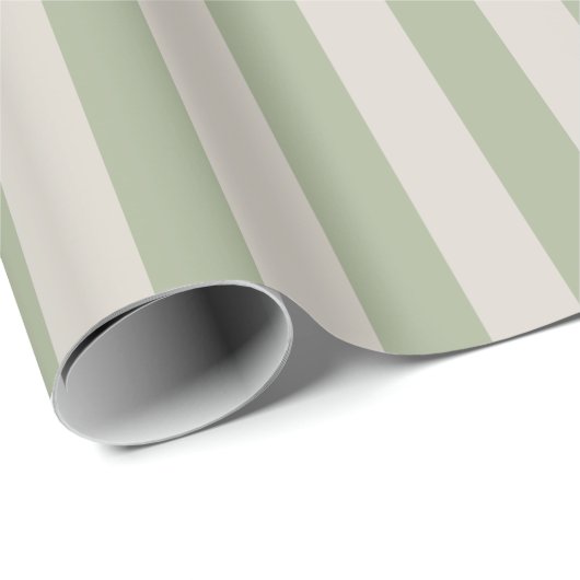Sage Green Vertical Stripe Pattern Cadeaupapier (Rol Hoek)
