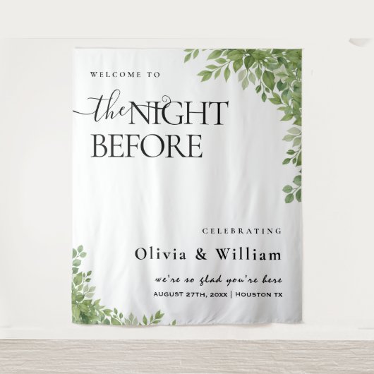 Sage Green vertrekt de nacht voor de bruiloft Wandkleed (Voorkant)