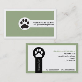 Sage green Vet/Veterinary Clinic minimalist Visitekaartje