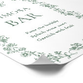 Sage Green Victoriaans  Bloemen Mimosa Bar Sign Poster (Hoek)