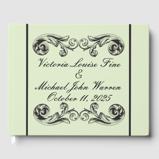 Sage Green Victoriaans bruiloft Gastenboek (Voorkant)