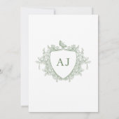 Sage green Victorian French classic floral wedding Kaart (Achterkant)