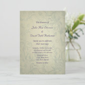 Sage Green Vintage bruiloft Kaart (Staand voorkant)