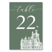 Sage Green Vintage Castle Destination Wedding Kaart (Achterkant)