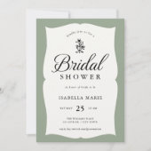 Sage Green Vintage Classic Bridal Shower Kaart (Voorkant)