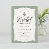 Sage Green Vintage Classic Bridal Shower Kaart (Staand voorkant)